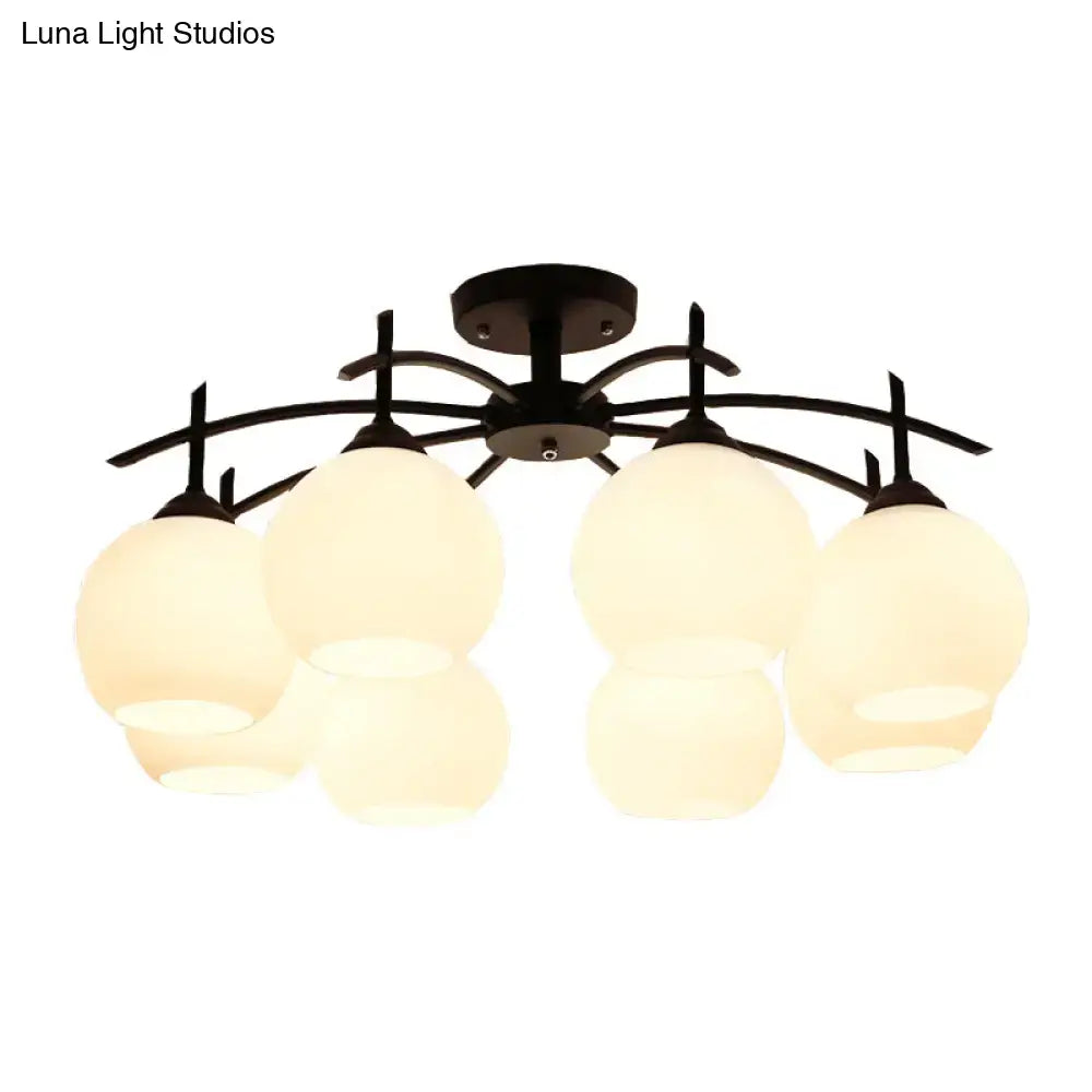DecorBites™ Minimalist Opal Glass Flush Light in Black for Living Room Ceiling