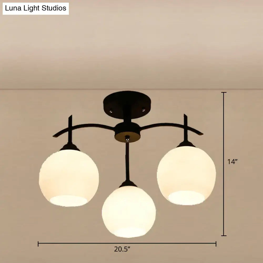 DecorBites™ Minimalist Opal Glass Flush Light in Black for Living Room Ceiling