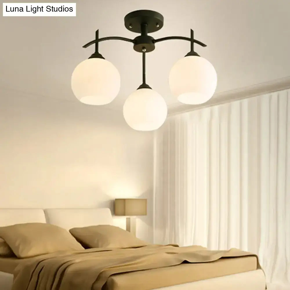 DecorBites™ Minimalist Opal Glass Flush Light in Black for Living Room Ceiling