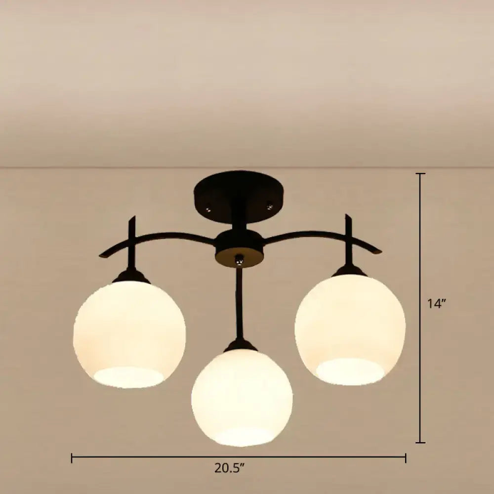 DecorBites™ Minimalist Opal Glass Flush Light in Black for Living Room Ceiling