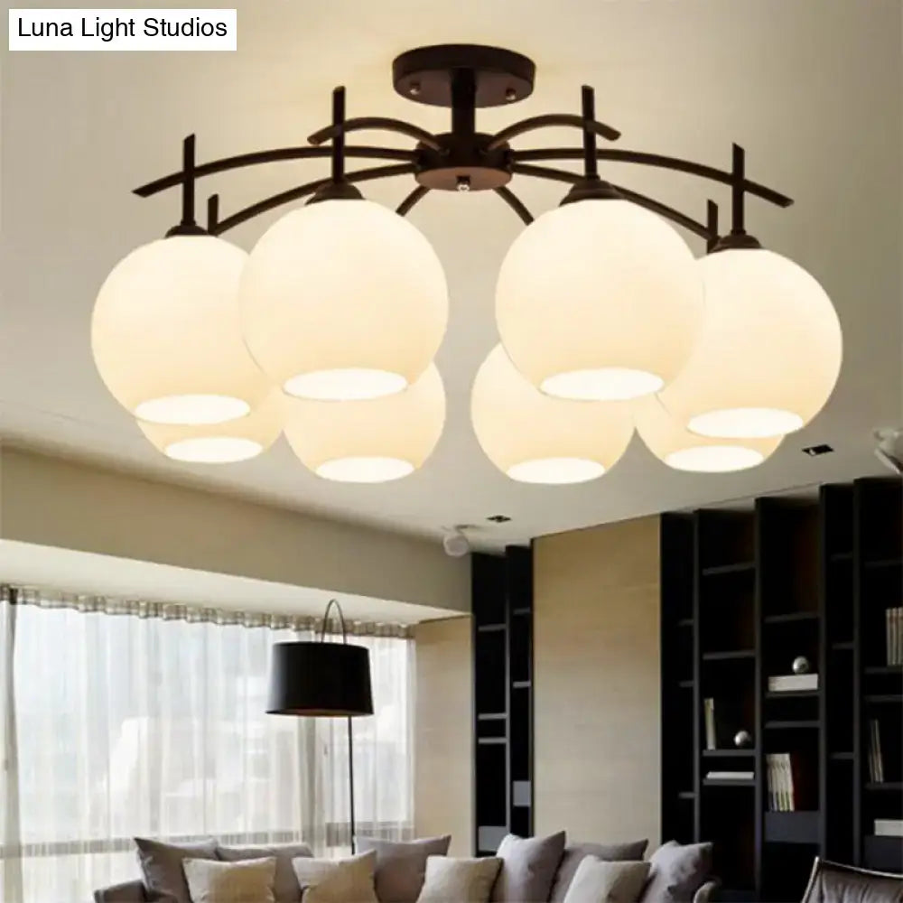 DecorBites™ Minimalist Opal Glass Flush Light in Black for Living Room Ceiling