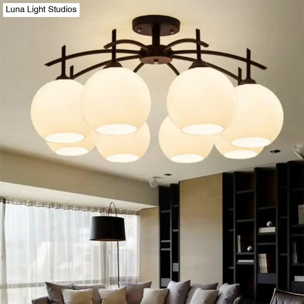 DecorBites™ Minimalist Opal Glass Flush Light in Black for Living Room Ceiling