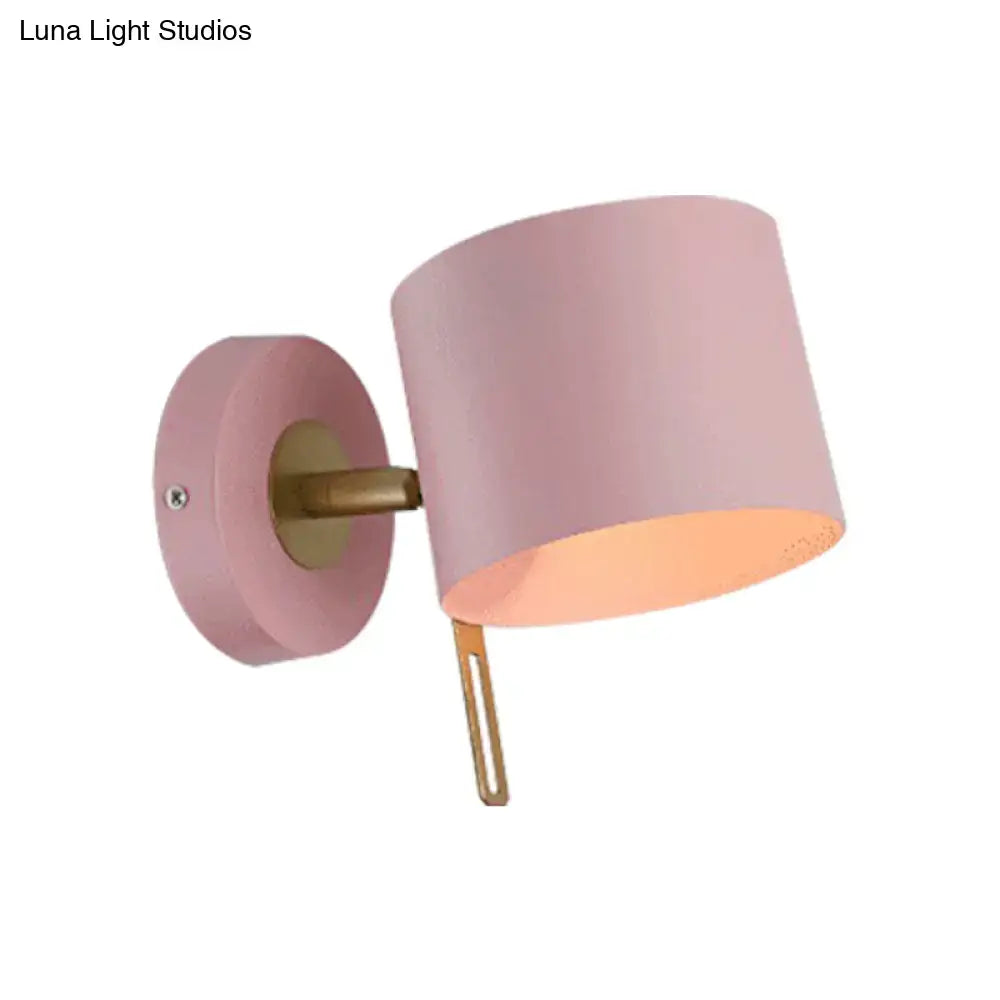 Minimalist pink and brass cylinder wall sconce – corridor light