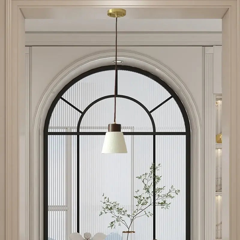 DecorBites™ Ceramic LED Pendant Light Fixture Minimalist Wood Decor Hanging Lamp