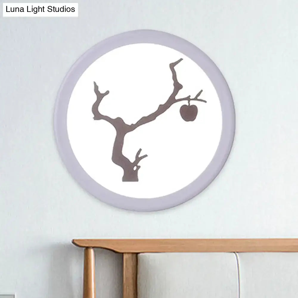 Minimalist tree silhouette acrylic wall lamp white & coffee bedroom