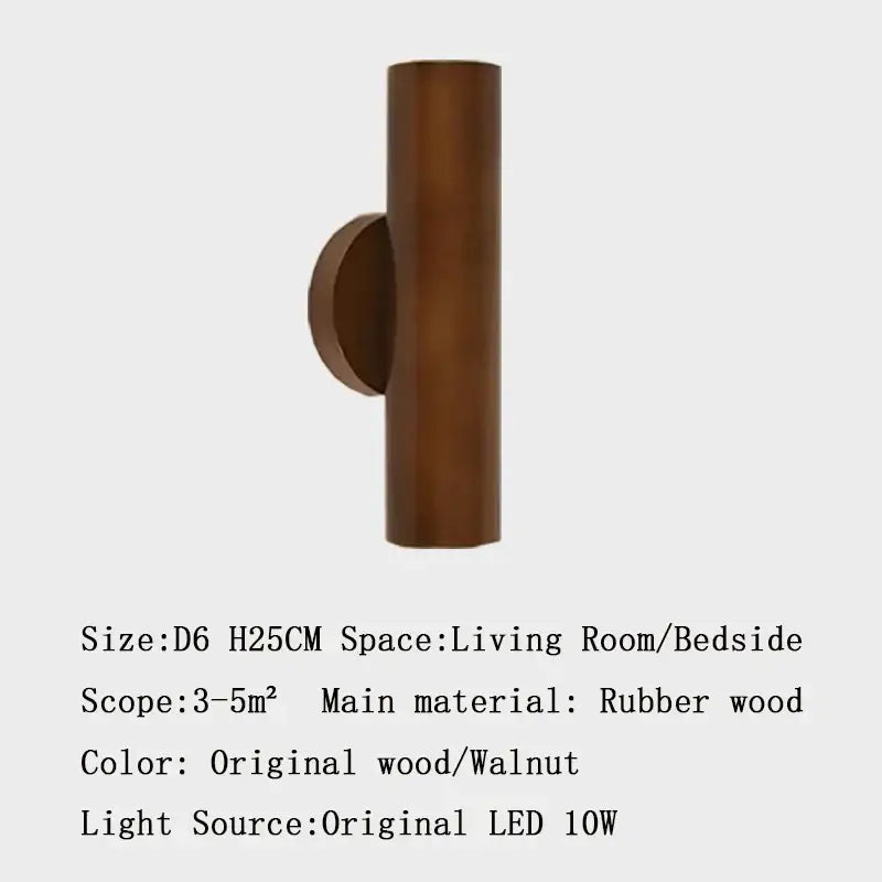 Minimalist walnut & natural led wood wall lamp for bedroom