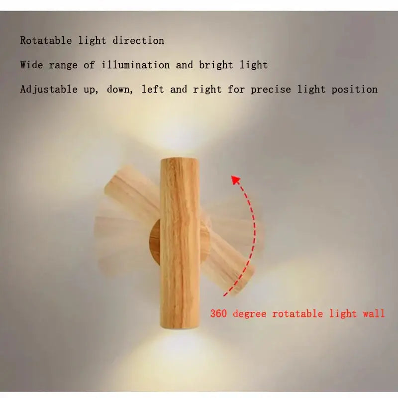 Minimalist walnut & natural led wood wall lamp for bedroom