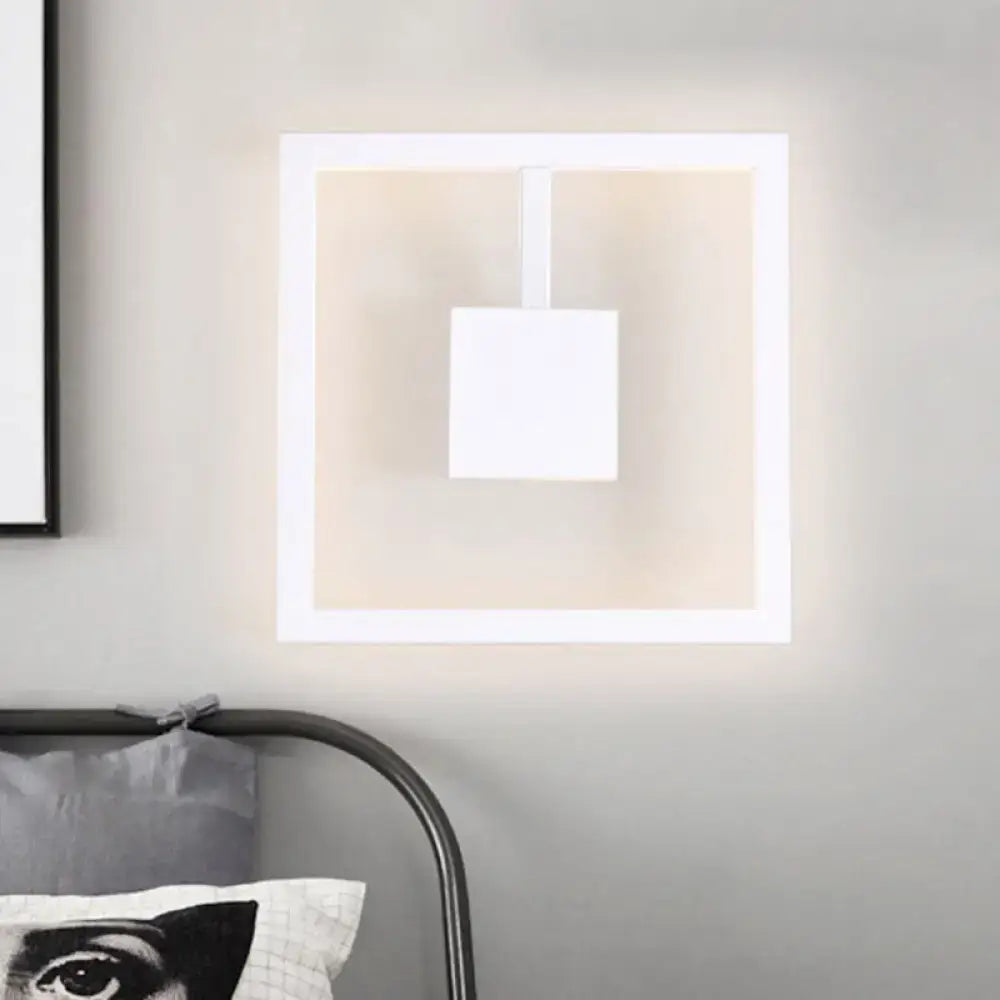 DecorBites™ Sleek Square LED Wall Sconce for Bedroom - Warm/White Acrylic Light Fixture in Black/White