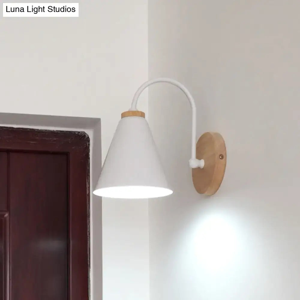 Minimalist white & black conical wall sconce bedroom wall light