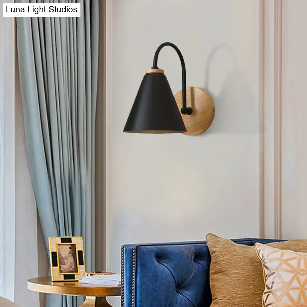 Minimalist white & black conical wall sconce bedroom wall light