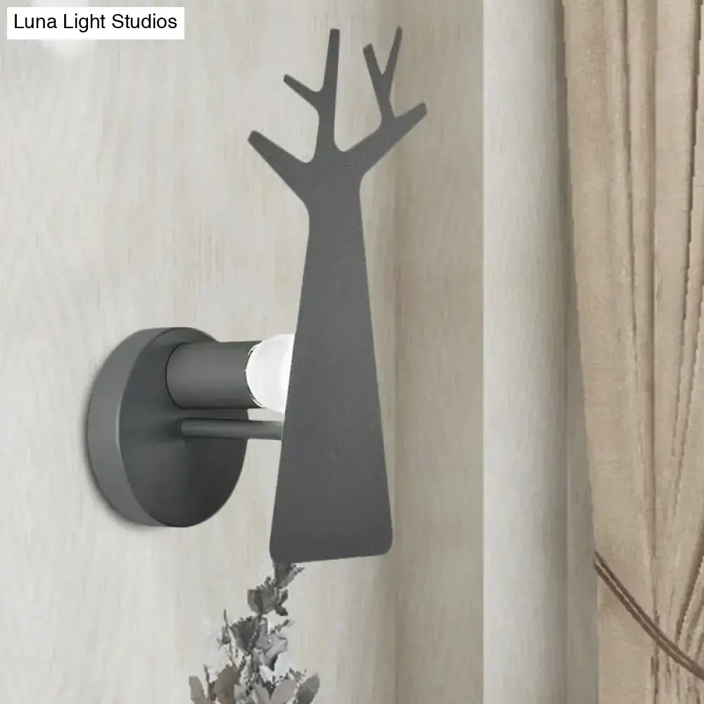 Minimalist white deer tree wall mount light bedroom sconce