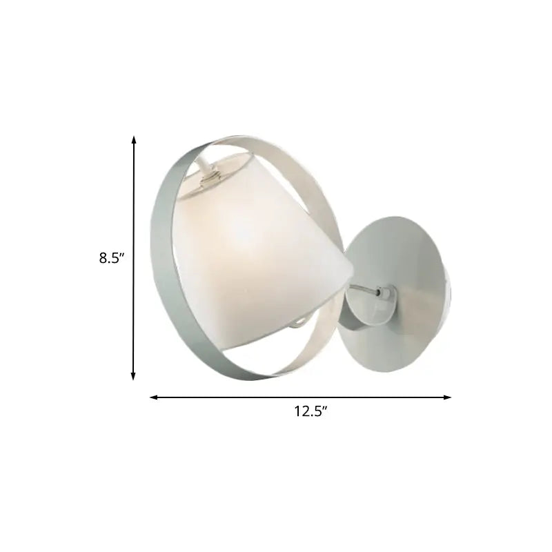 DecorBites™ Minimalist Fabric Sconce Lamp: White Wall Light with Metal Ring, 1 Bulb