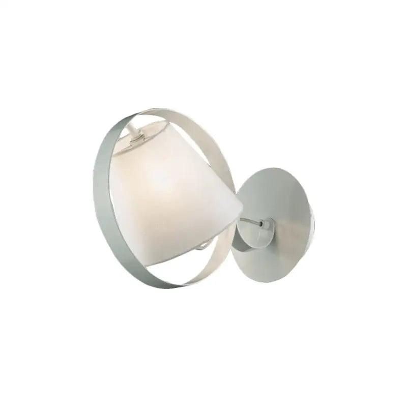 DecorBites™ Minimalist Fabric Sconce Lamp: White Wall Light with Metal Ring, 1 Bulb