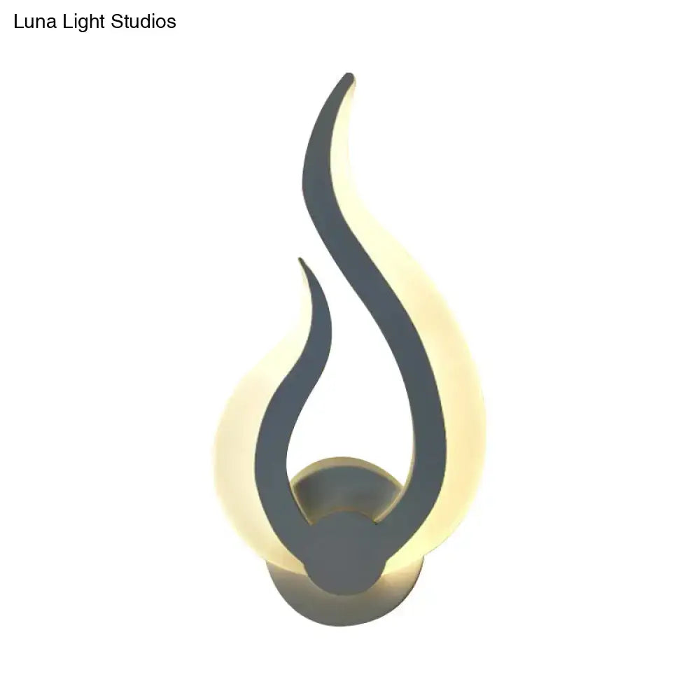 Minimalist white flame wall sconce bedroom led light