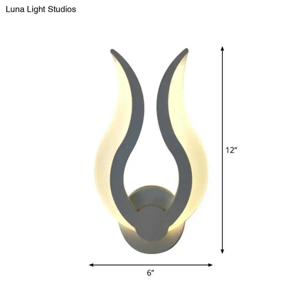 Minimalist white flame wall sconce bedroom led light