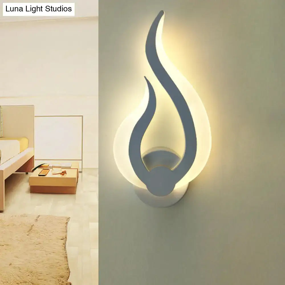 Minimalist white flame wall sconce bedroom led light