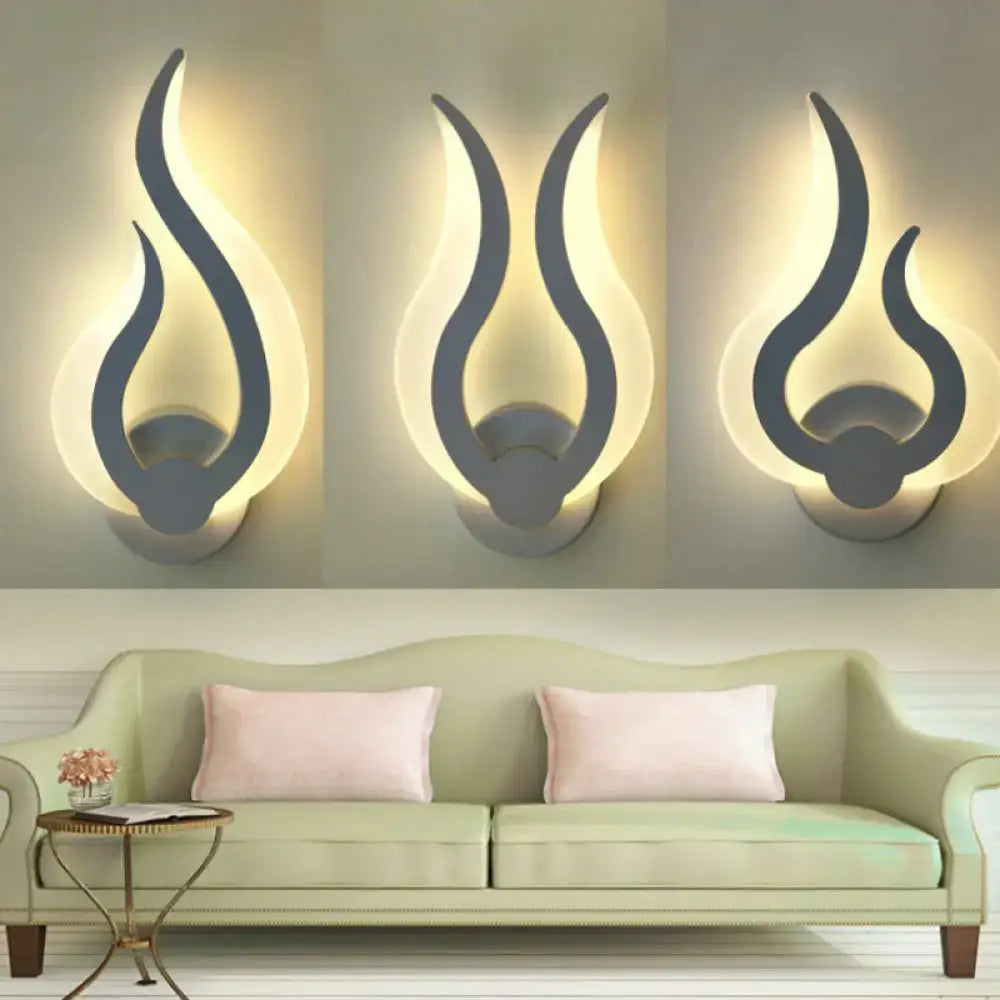 Minimalist white flame wall sconce bedroom led light