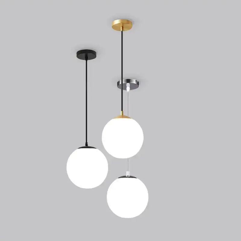 Minimalist white glass ball pendant lights for dining room