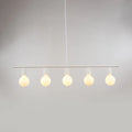 Minimalist white & gold linear metal island lighting dining room