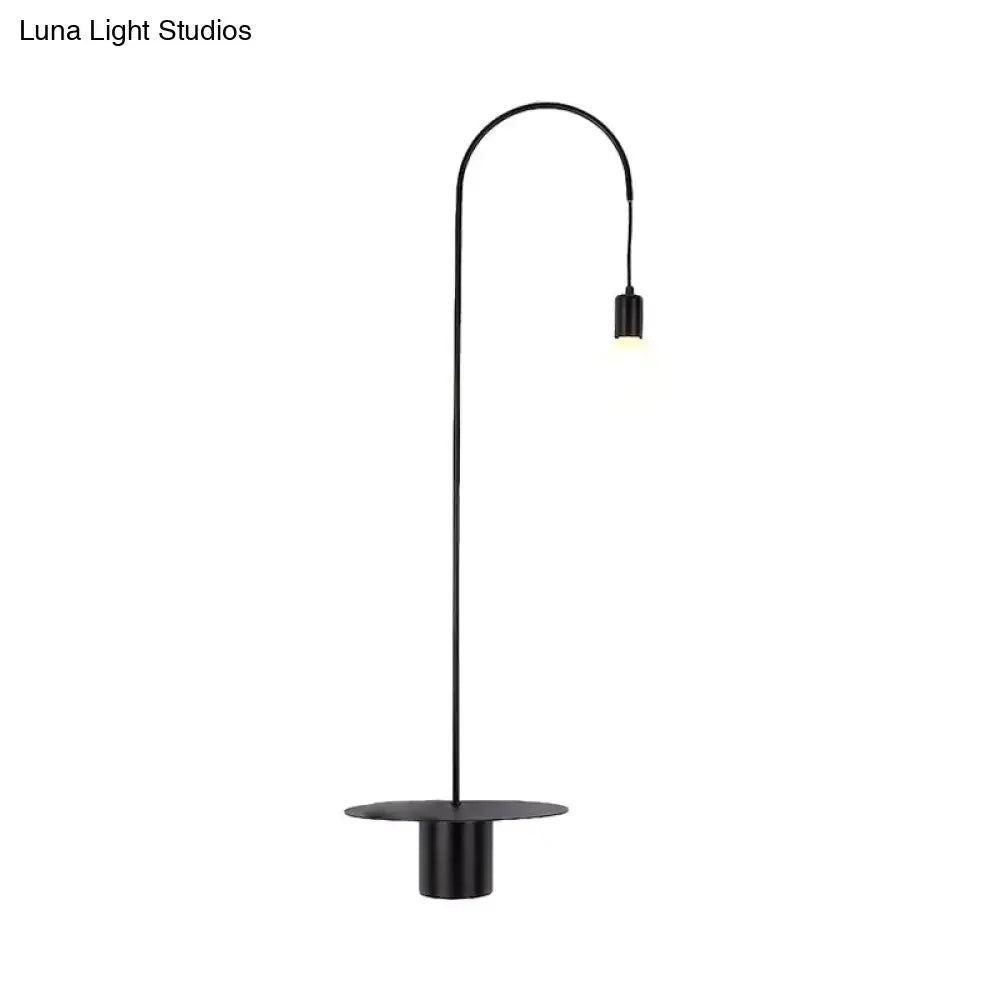 Minimalist white gooseneck wall sconce with shelf bedroom wall light