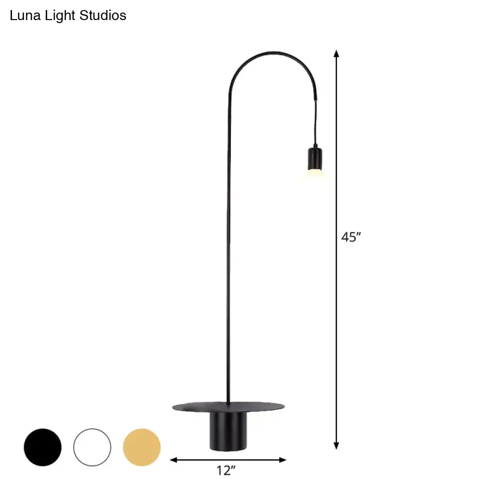 Minimalist white gooseneck wall sconce with shelf bedroom wall light