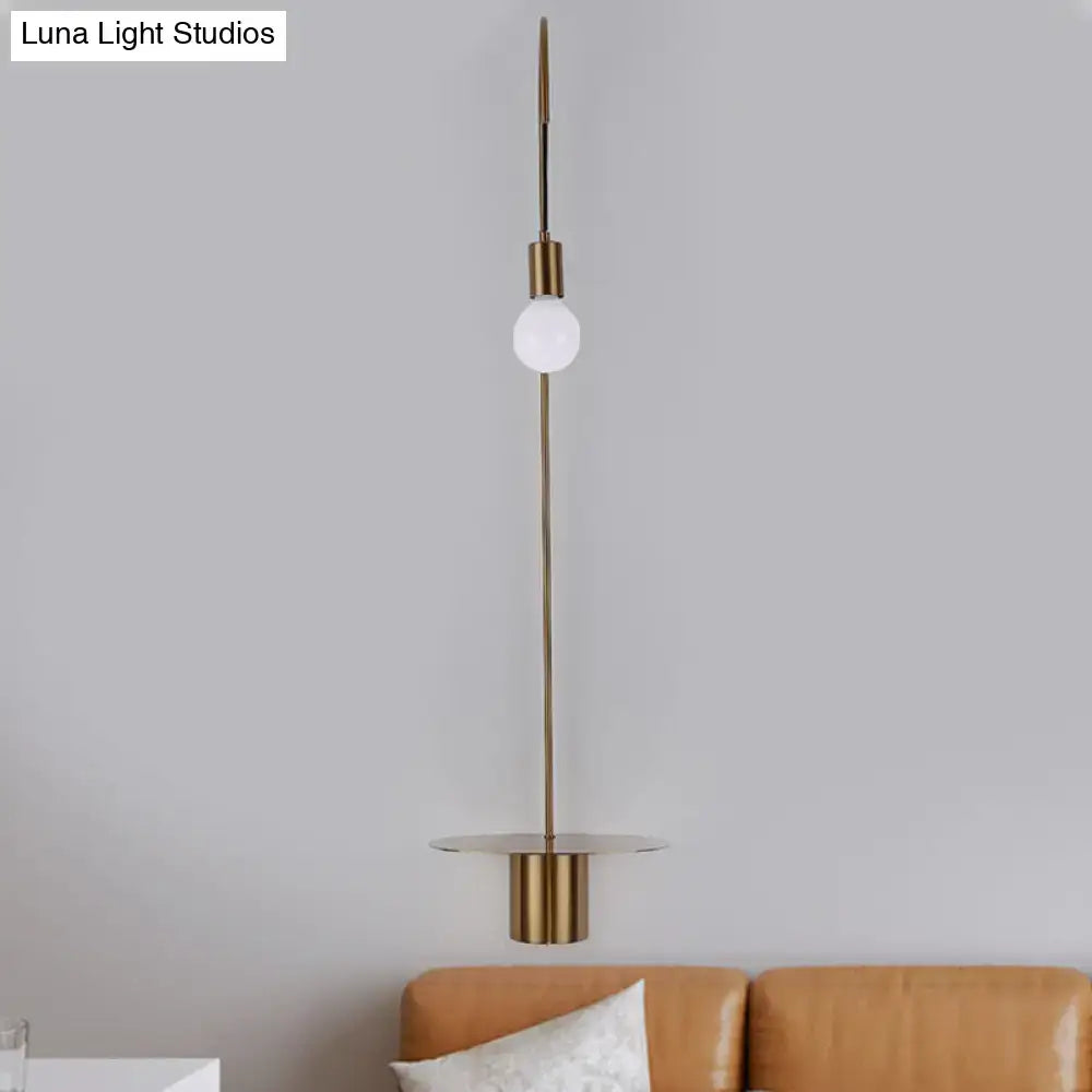 Minimalist white gooseneck wall sconce with shelf bedroom wall light