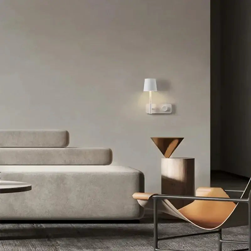 Minimalist white led usb wall lamp bedroom night light