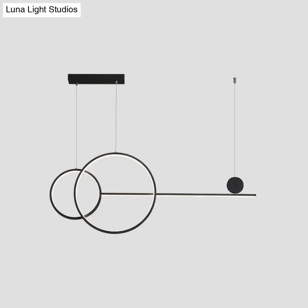 DecorBites™ Sleek Ring and Linear LED Hanging Lamp: Minimalistic Metal Chandelier for Dining Rooms and Islands