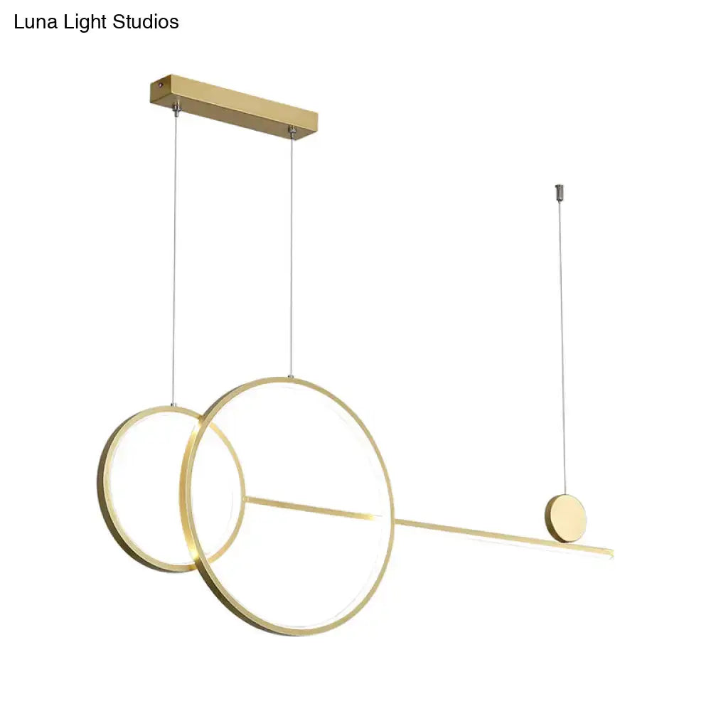 DecorBites™ Sleek Ring and Linear LED Hanging Lamp: Minimalistic Metal Chandelier for Dining Rooms and Islands
