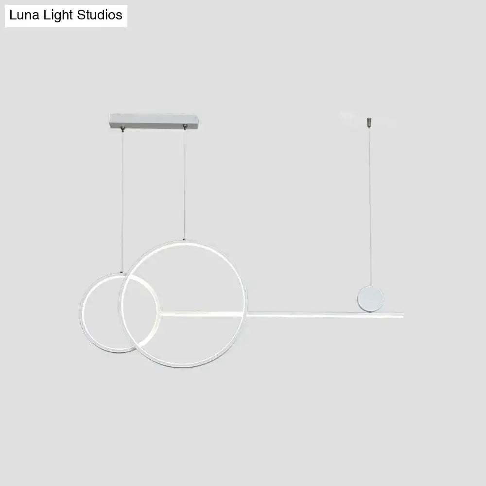 DecorBites™ Sleek Ring and Linear LED Hanging Lamp: Minimalistic Metal Chandelier for Dining Rooms and Islands