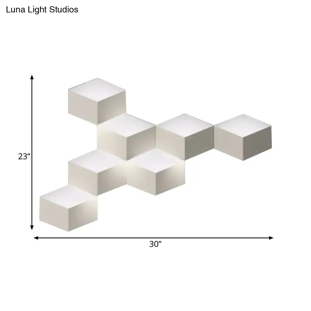 Minimalist white metallic geometric wall mount light for corridor