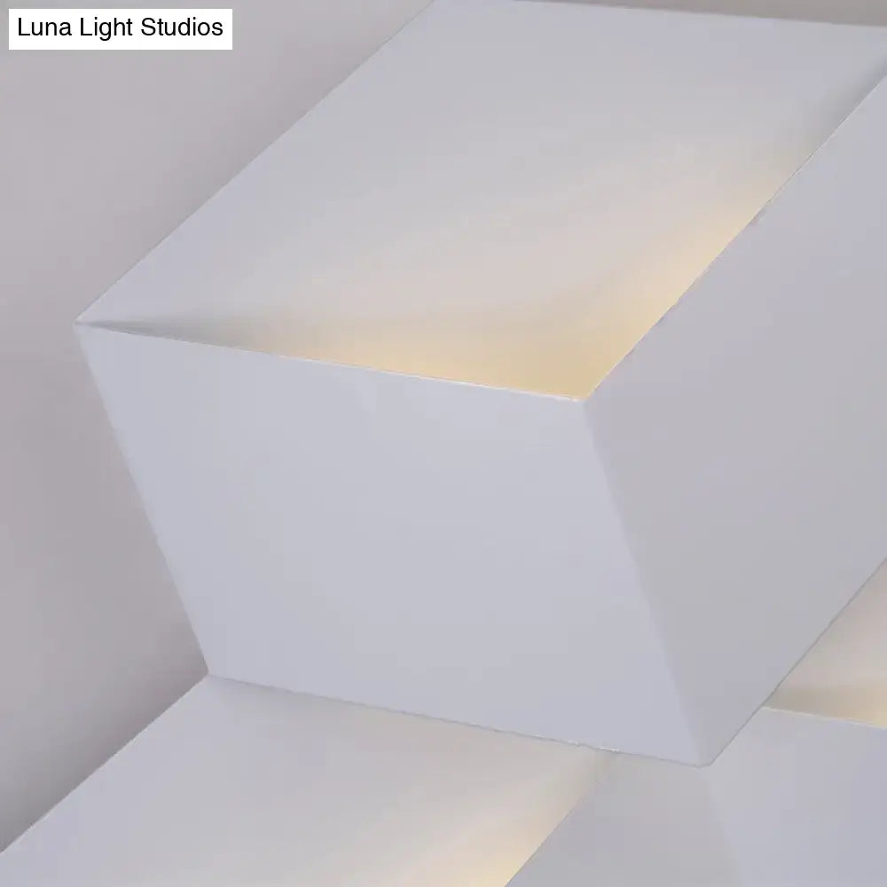 Minimalist white metallic geometric wall mount light for corridor