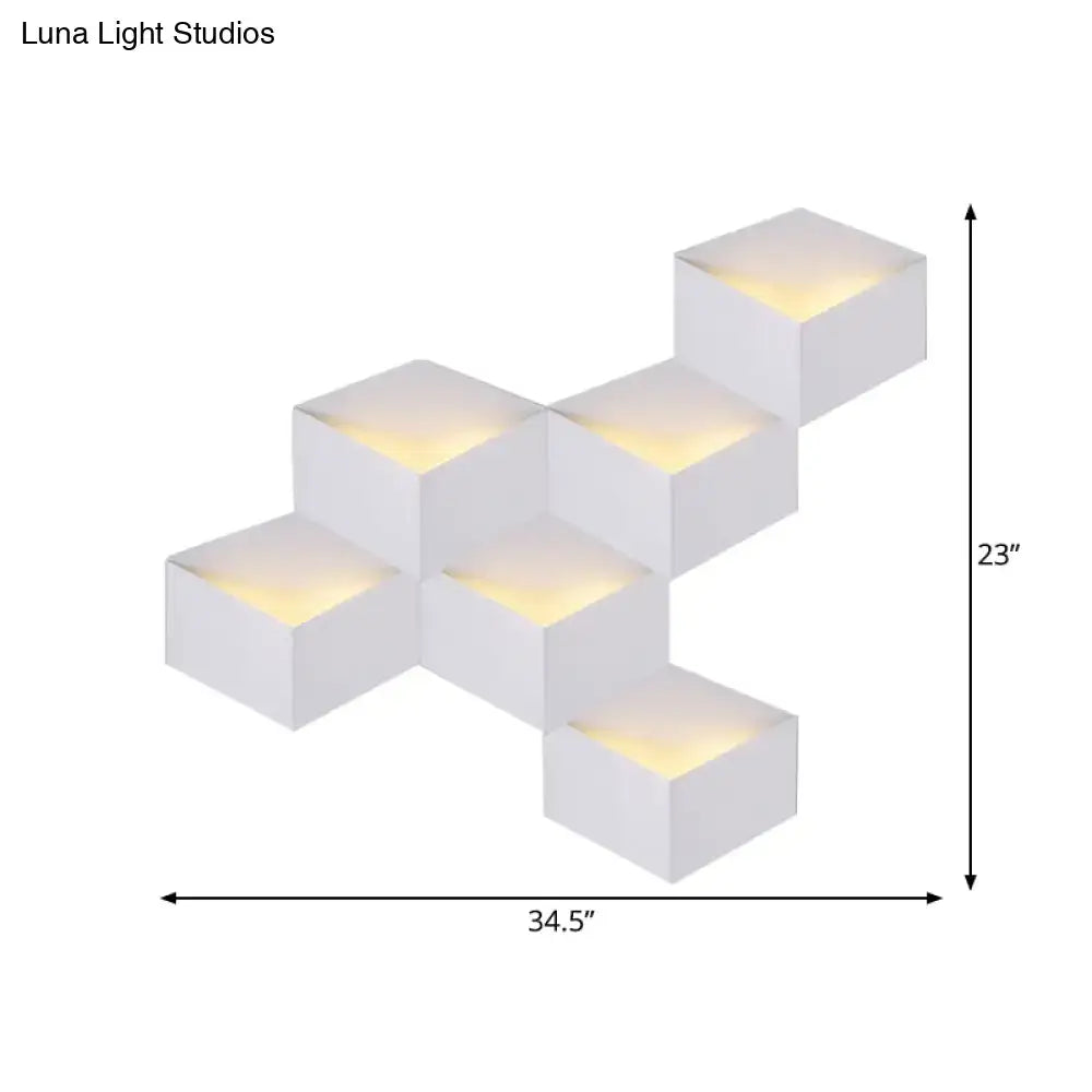 Minimalist white metallic geometric wall mount light for corridor