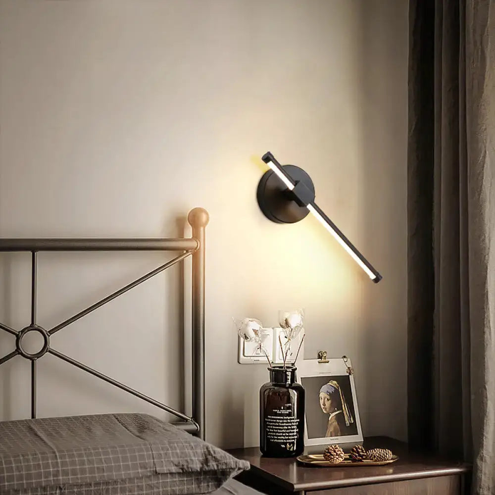 Minimalist white metallic led wall sconce bedroom wall mount lighting