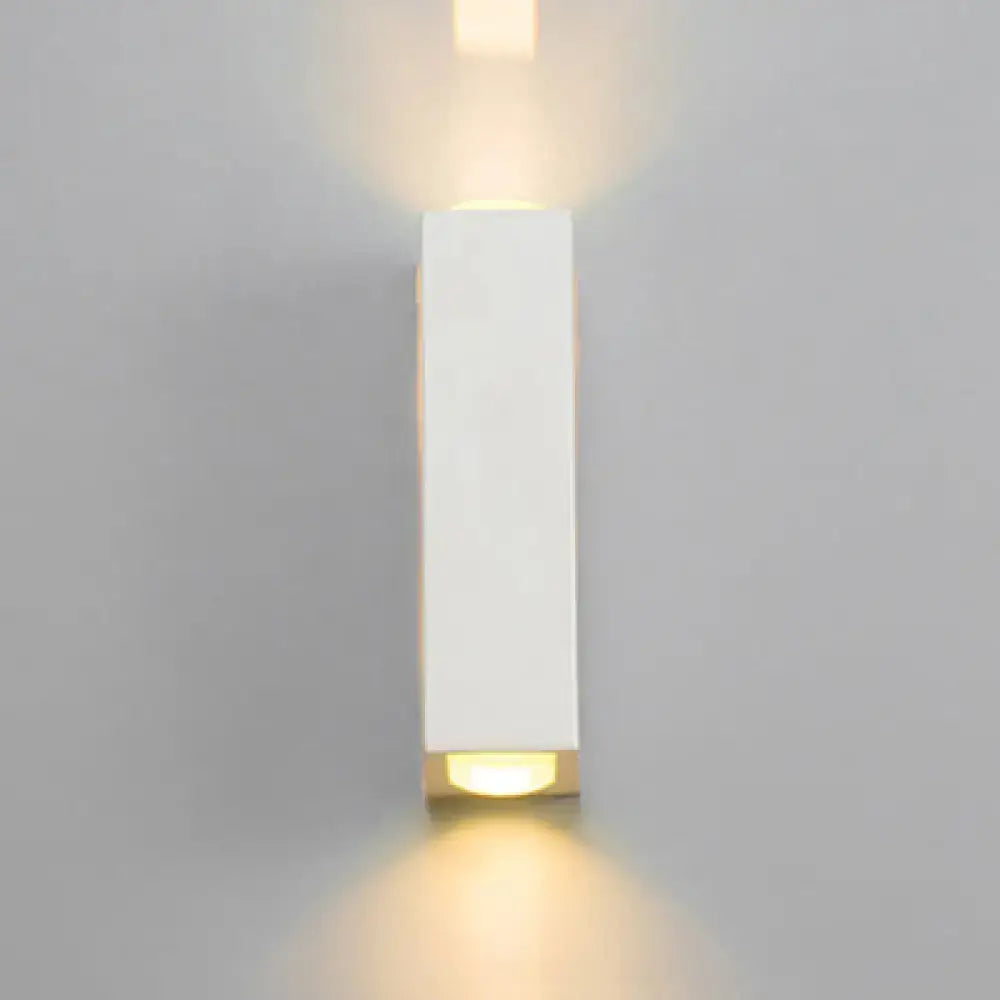 Minimalist white rectangle wall light – bedroom aluminum sconce