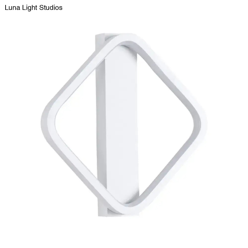 Minimalist white round square led wall sconce bedroom light