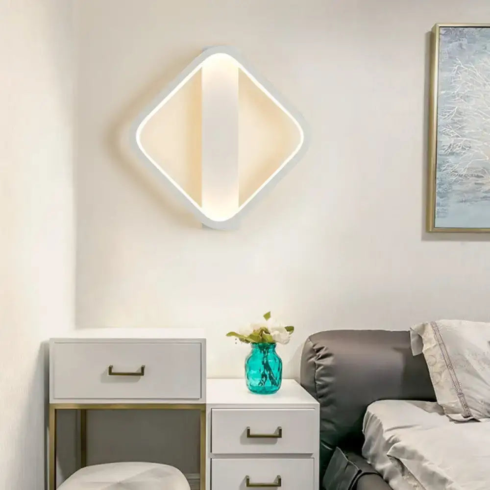 Minimalist white round square led wall sconce bedroom light