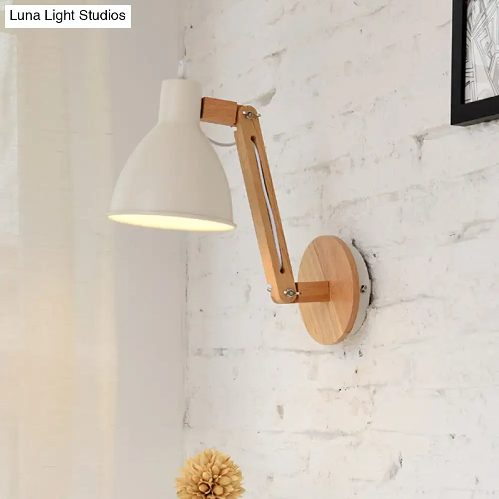 DecorBites™ Iron Domed Wall Mounted Lamp: Modern 1 Head Wall Light with Swing Arm and White/Black Finish