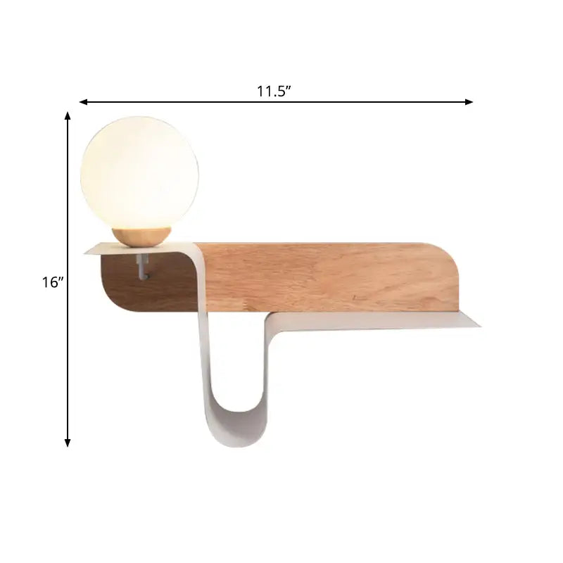 Minimalist white wall lamp with frosted glass shelf for bedroom