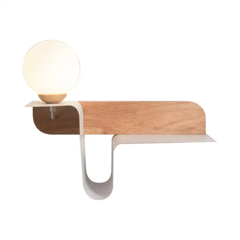 Minimalist white wall lamp with frosted glass shelf for bedroom