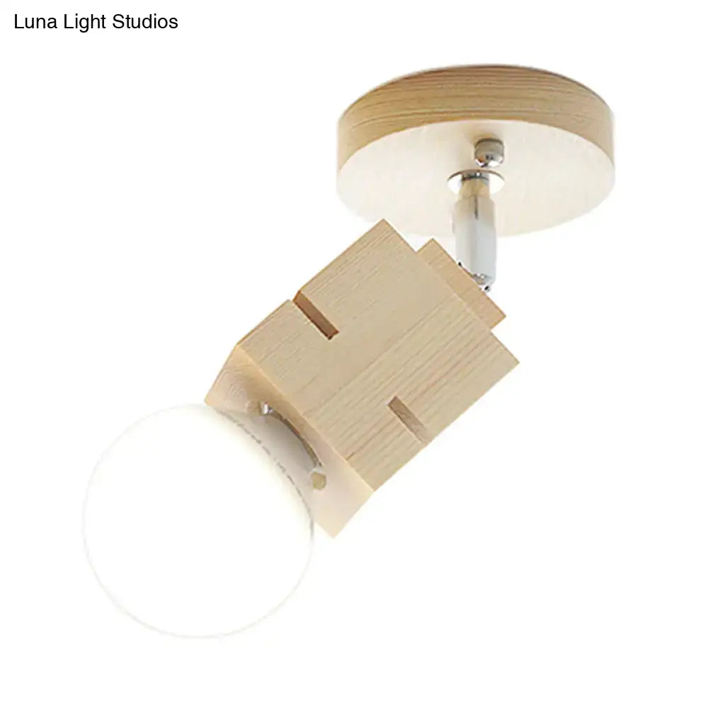 Minimalist wood bare bulb wall lamp bedroom led light 110v-240v