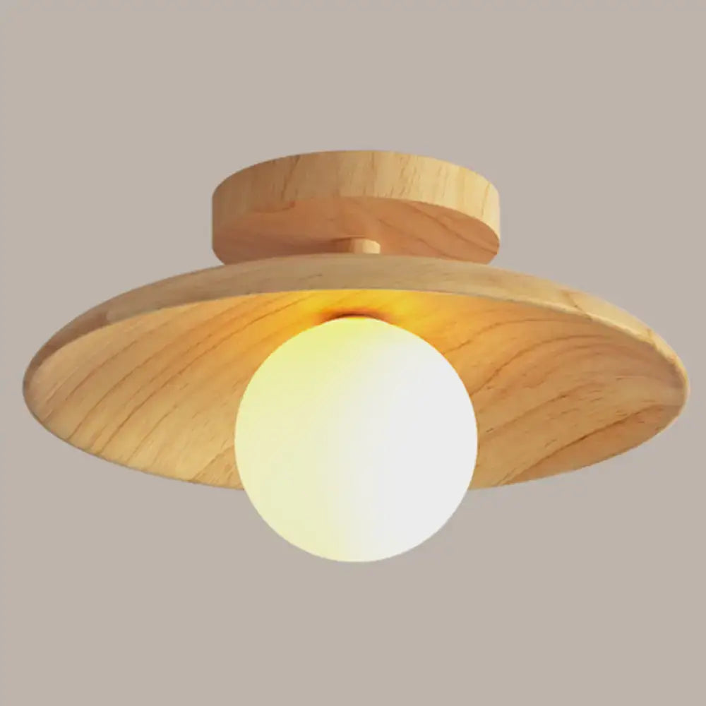 Minimalist wood semi flush mount ceiling light for hallway