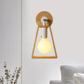 Minimalist wood trapezoid frame wall lamp bedroom sconce