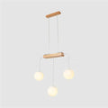 Minimalist wooden hanging lamp – dining room glass globe pendant