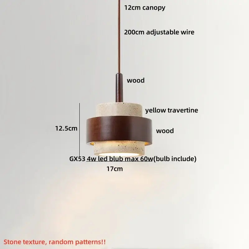 Minimalist yellow travertine stone pendant light for dining room