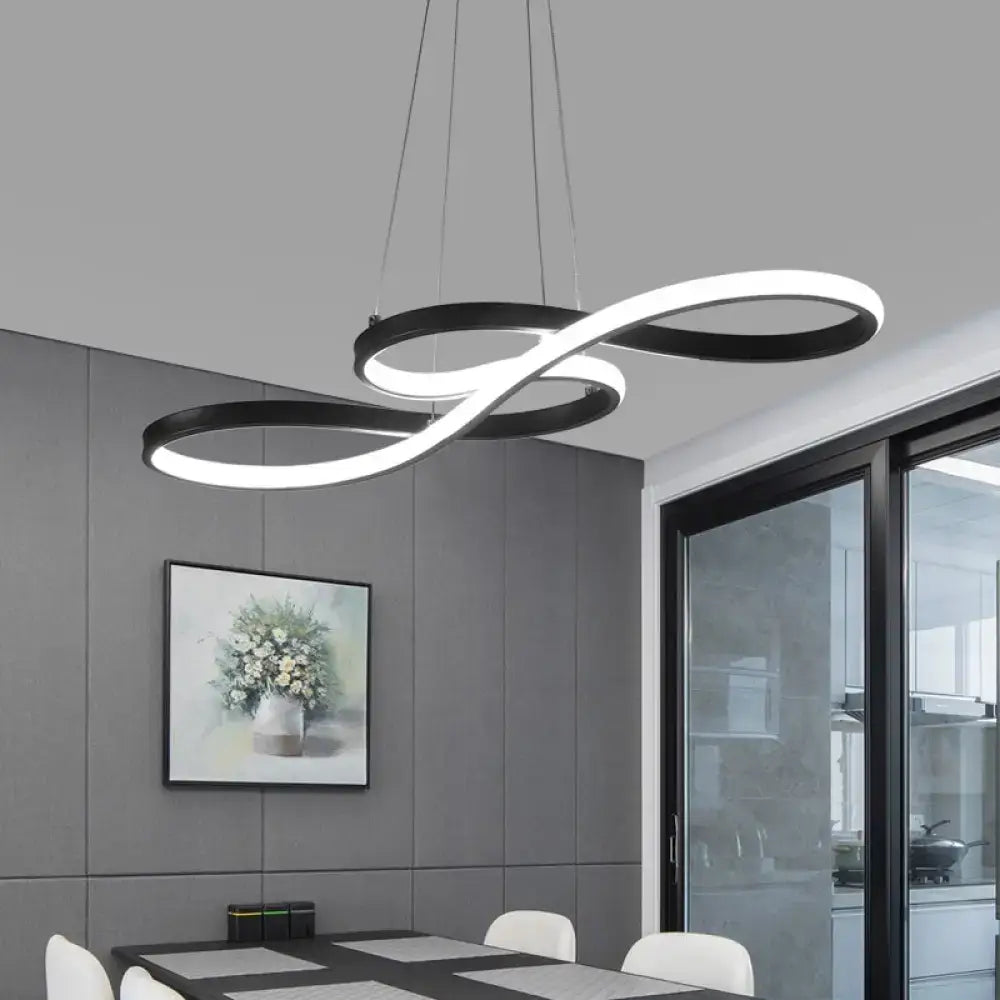 Minimalistic led infinity pendant light black & white dining room