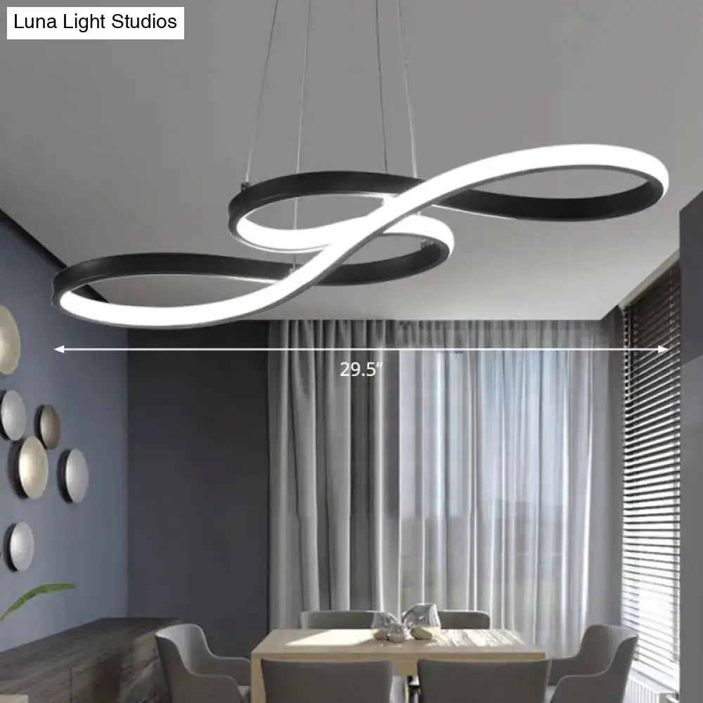 Minimalistic led infinity pendant light black & white dining room
