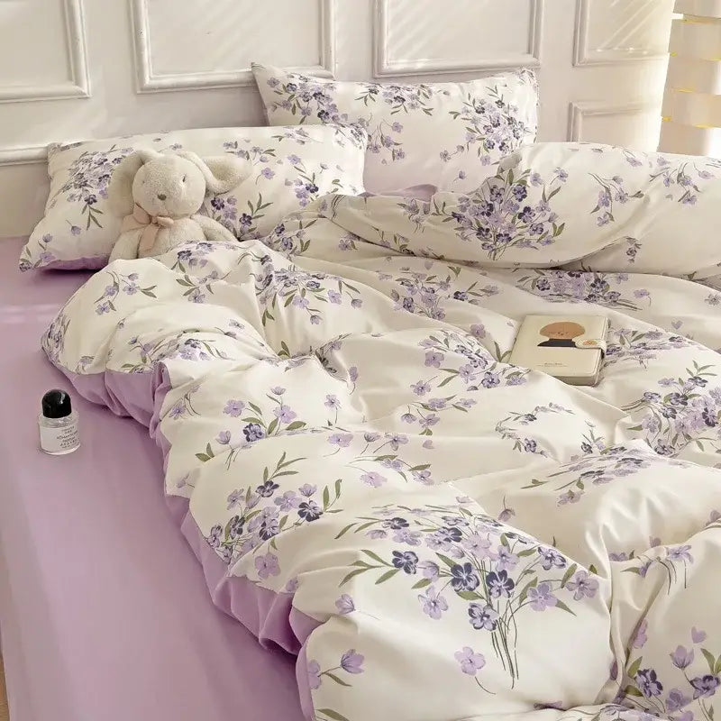 DecorBites™ Cartoon Heart Plant Floral Print 3Pcs Set (Duvet Cover + Pillowcases)