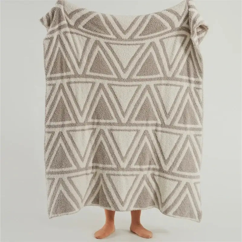 Mint green & cream knitted jacquard blanket bedroom throw