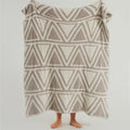 Mint green & cream knitted jacquard blanket bedroom throw